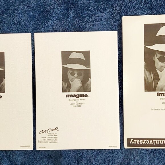 John Lennon 2 Art Cards w Store Order Form NEW Unused 1987 Anniversary Imagine - Picture 2 of 8